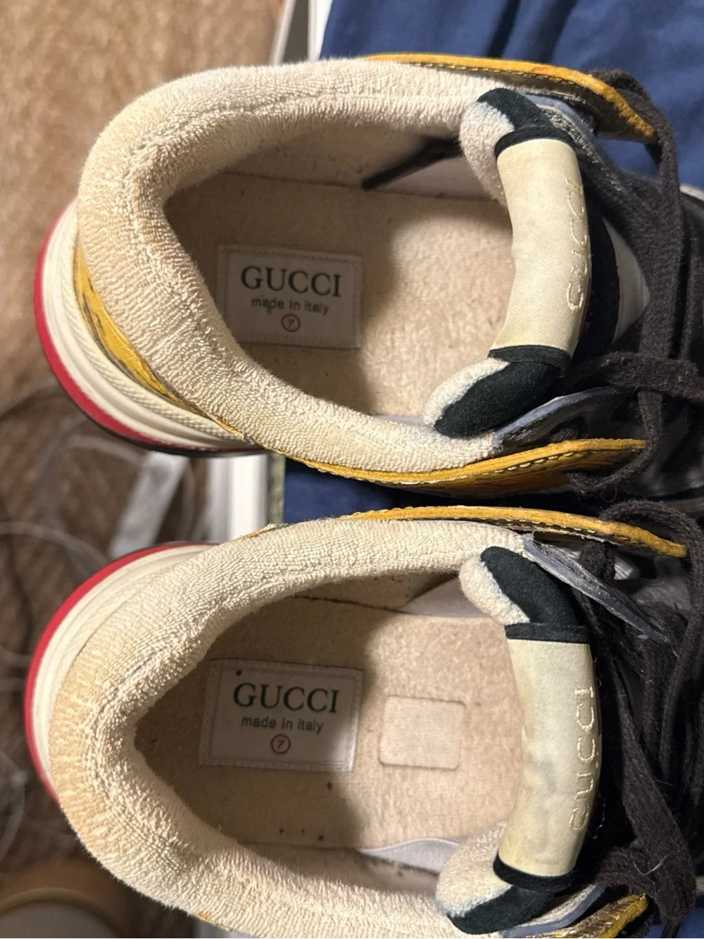 Men’s Gucci Ultrapace sneakers in yellow tejus printed colorway